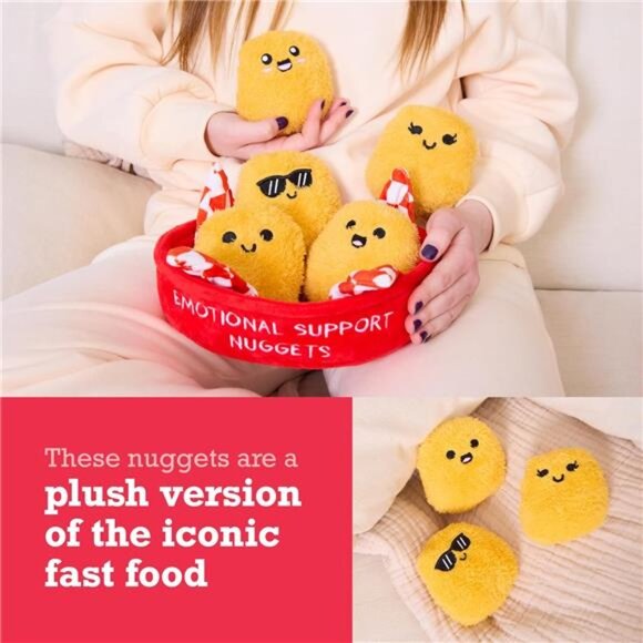 5 Plushies with Basket Emotional Support Chicken Nuggets Cuddly Plush Toys - Picture 6 of 6